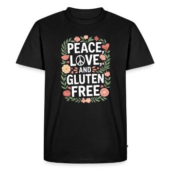 Peace, Love, And Gluten Free - Men's Premium Organic T-Shirt - black - Front - Nico (187cm)