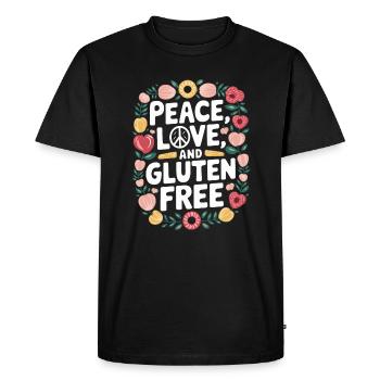 Paix, amour et sans gluten - T-shirt Premium bio Homme - noir - Devant - Nico (187cm)