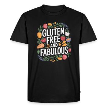 Sans gluten et fabuleux – vivre sans gluten - T-shirt Premium bio Homme - noir - Devant - Nico (187cm)