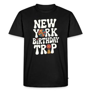 Voyage d’anniversaire à New York Design floral - T-shirt Premium bio Homme - noir - Devant - Nico (187cm)
