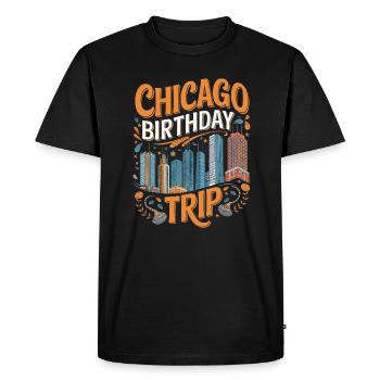 Voyage d’anniversaire à Chicago - T-shirt Premium bio Homme - noir - Devant - Nico (187cm)