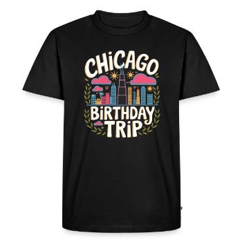 Voyage d’anniversaire à Chicago Skyline City Design - T-shirt Premium bio Homme - noir - Devant - Nico (187cm)