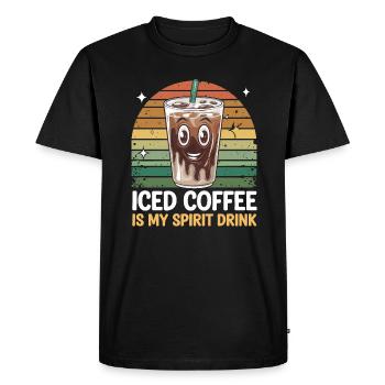 Le café glacé est ma boisson spiritueuse - T-shirt Premium bio Homme - noir - Devant - Nico (187cm)