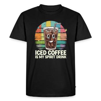 Le café glacé est ma boisson spiritueuse - T-shirt Premium bio Homme - noir - Devant - Nico (187cm)