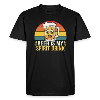Beer Is My Spirit Drink - Retro Style - Men's Premium Organic T-Shirt - black - Front - Nico (187cm)