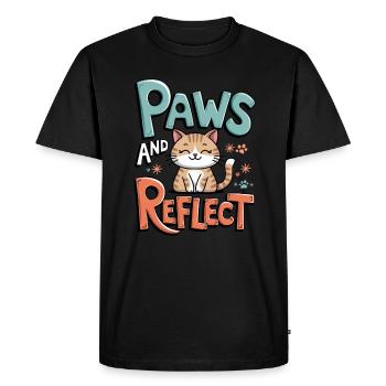 Paws And Reflection Yoga Meditation Cat - Men's Premium Organic T-Shirt - black - Front - Nico (187cm)