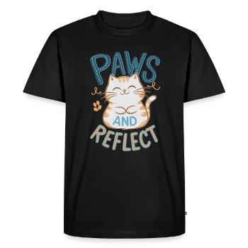 Paws and Reflection Yoga Meditation Cat - Men's Premium Organic T-Shirt - black - Front - Nico (187cm)