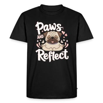 Paws And Reflect Yoga Pug Meditation Relaxed - Men's Premium Organic T-Shirt - black - Front - Nico (187cm)
