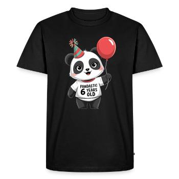 6ème anniversaire Panda Ours Panda Table 6 ans - T-shirt Premium bio Homme - noir - Devant - Nico (187cm)
