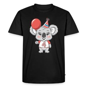 4ème anniversaire Koala avec ballon et chapeau de fête - T-shirt Premium bio Homme - noir - Devant - Nico (187cm)