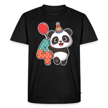 Panda 4ème anniversaire avec ballon et étoiles - T-shirt Premium bio Homme - noir - Devant - Nico (187cm)