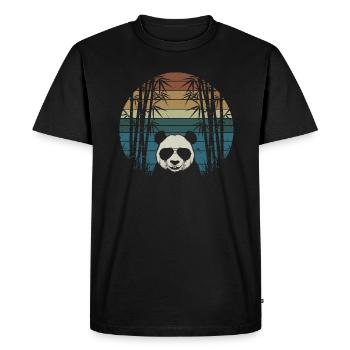 Panda with sunglasses and bamboo forest in the - Men's Premium Organic T-Shirt - black - Front - Nico (187cm)