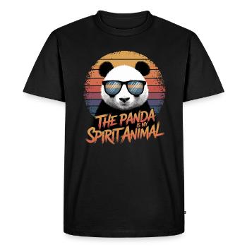 The Panda Is My Soul Animal Retro - Men's Premium Organic T-Shirt - black - Front - Nico (187cm)