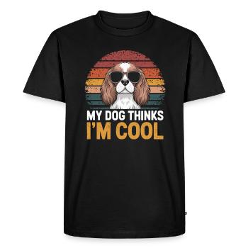Cavalier Spaniel My Dog Thinks I'm Cool - Men's Premium Organic T-Shirt - black - Front - Nico (187cm)