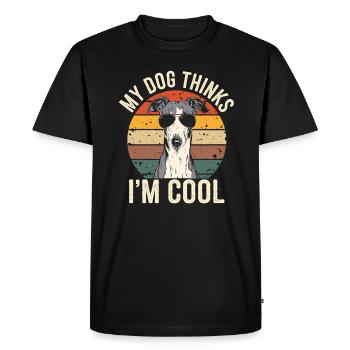 Greyhound my dog thinks I'm cool - Men's Premium Organic T-Shirt - black - Front - Nico (187cm)