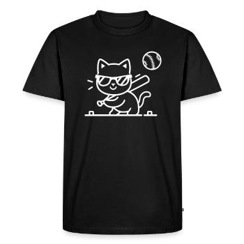 Chat avec des lunettes de soleil jouant au baseball - T-shirt Premium bio Homme - noir - Devant - Nico (187cm)
