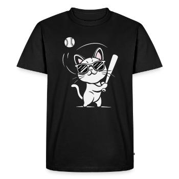 Chat avec des lunettes de soleil jouant au baseball - T-shirt Premium bio Homme - noir - Devant - Nico (187cm)