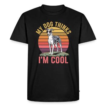 Whippet My Dog Thinks I'm Cool - Men's Premium Organic T-Shirt - black - Front - Nico (187cm)