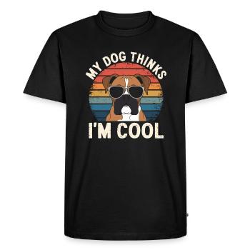 Boxer Dog My Dog Thinks I'm Cool - Men's Premium Organic T-Shirt - black - Front - Nico (187cm)