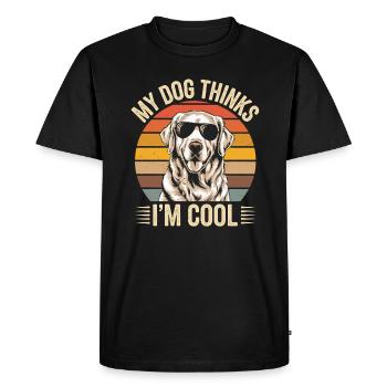 Golden Retriever Mon chien pense que je suis cool - T-shirt Premium bio Homme - noir - Devant - Nico (187cm)