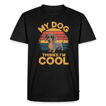 Teckel mon chien pense que je suis cool - T-shirt Premium bio Homme - noir - Devant - Nico (187cm)