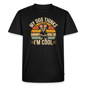Teckel mon chien pense que je suis cool - T-shirt Premium bio Homme - noir - Devant - Nico (187cm)
