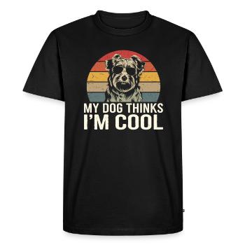Chien bichon havanais mon chien pense que je suis cool - T-shirt Premium bio Homme - noir - Devant - Nico (187cm)