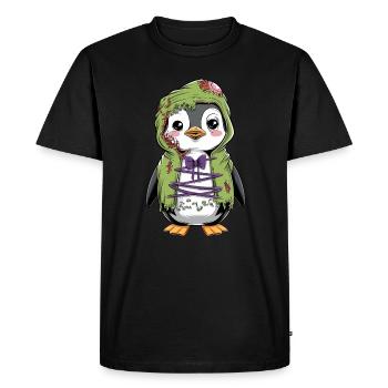 Cute zombie penguin for Halloween - Men's Premium Organic T-Shirt - black - Front - Nico (187cm)