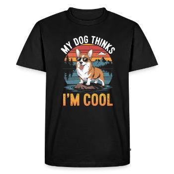 Corgi mon chien pense que je suis cool - T-shirt Premium bio Homme - noir - Devant - Nico (187cm)