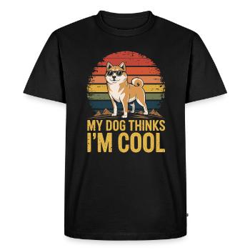 Shiba Inu Mon chien pense que je suis cool - T-shirt Premium bio Homme - noir - Devant - Nico (187cm)