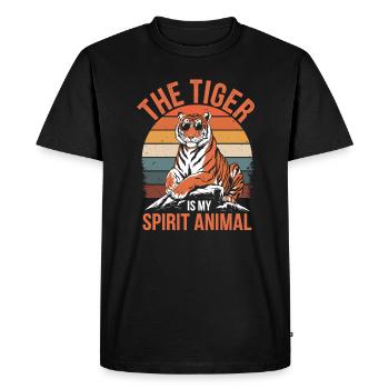 Le tigre est mon animal de pouvoir style rétro - T-shirt Premium bio Homme - noir - Devant - Nico (187cm)
