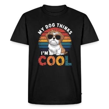 Shi shitzu mon chien pense que je suis cool - T-shirt Premium bio Homme - noir - Devant - Nico (187cm)