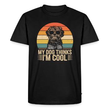 Shi shitzu mon chien pense que je suis cool - T-shirt Premium bio Homme - noir - Devant - Nico (187cm)