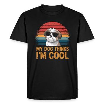 Shi shitzu mon chien pense que je suis cool - T-shirt Premium bio Homme - noir - Devant - Nico (187cm)