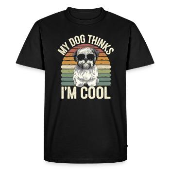 Shi shitzu mon chien pense que je suis cool - T-shirt Premium bio Homme - noir - Devant - Nico (187cm)