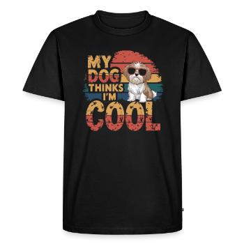 Shi shitzu mon chien pense que je suis cool - T-shirt Premium bio Homme - noir - Devant - Nico (187cm)