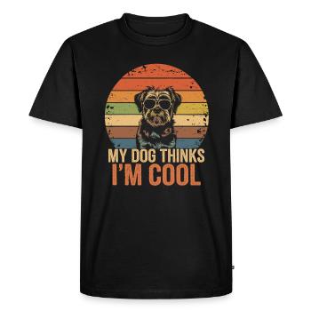 Shi shitzu mon chien pense que je suis cool - T-shirt Premium bio Homme - noir - Devant - Nico (187cm)