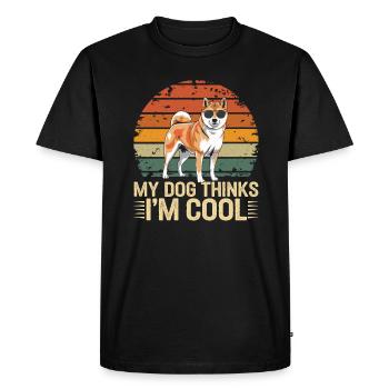 Shiba Inu Mon chien pense que je suis cool - T-shirt Premium bio Homme - noir - Devant - Nico (187cm)