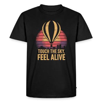 Montgolfière toucher le ciel se sentir vivant - T-shirt Premium bio Homme - noir - Devant - Nico (187cm)