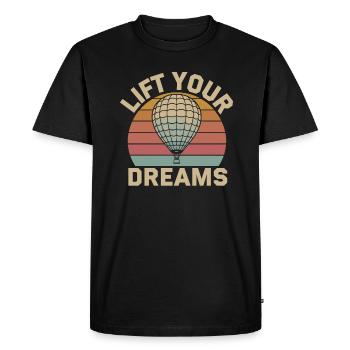 Lift Your Dreams - Hot Air Balloon Inspiration - Men's Premium Organic T-Shirt - black - Front - Nico (187cm)