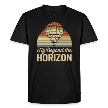 Voler au-delà de l’horizon Montgolfière - T-shirt Premium bio Homme - noir - Devant - Nico (187cm)