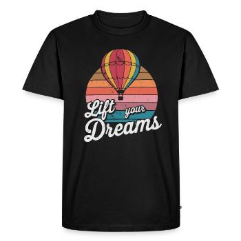 Lift Your Dreams Hot Air Balloon Inspiration Quote - Men's Premium Organic T-Shirt - black - Front - Nico (187cm)