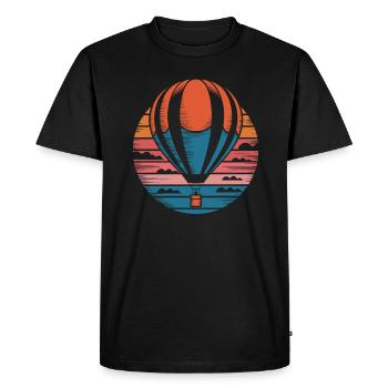 Montgolfière dans le ciel du coucher de soleil - T-shirt Premium bio Homme - noir - Devant - Nico (187cm)
