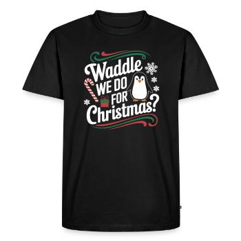 Penguin Christmas Waddle We Do For Christmas - Men's Premium Organic T-Shirt - black - Front - Nico (187cm)