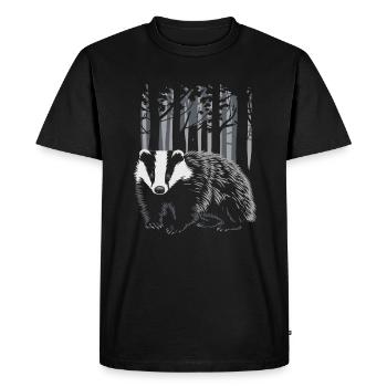 Cottagecore Badger in the Enchanted Forest - Men's Premium Organic T-Shirt - black - Front - Nico (187cm)