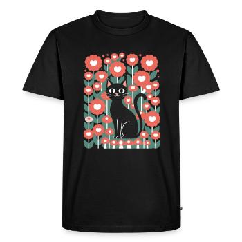 Cottagecore Black Cat Floral World - Men's Premium Organic T-Shirt - black - Front - Nico (187cm)