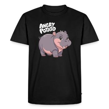 Moo Deng en colère pomme de terre hippopotame illustration - T-shirt Premium bio Homme - noir - Devant - Nico (187cm)