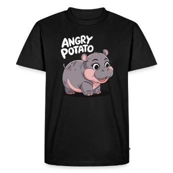Moo Deng Hippopotame drôle 'Patate en colère' - T-shirt Premium bio Homme - noir - Devant - Nico (187cm)