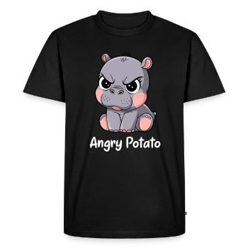 Moo Deng Motif de pomme de terre en colère - T-shirt Premium bio Homme - noir - Devant - Nico (187cm)