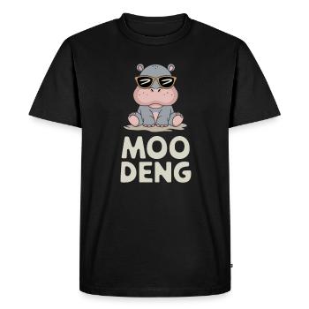 Moo Deng Hippo : Hippopotame cool avec lunettes de soleil - T-shirt Premium bio Homme - noir - Devant - Nico (187cm)